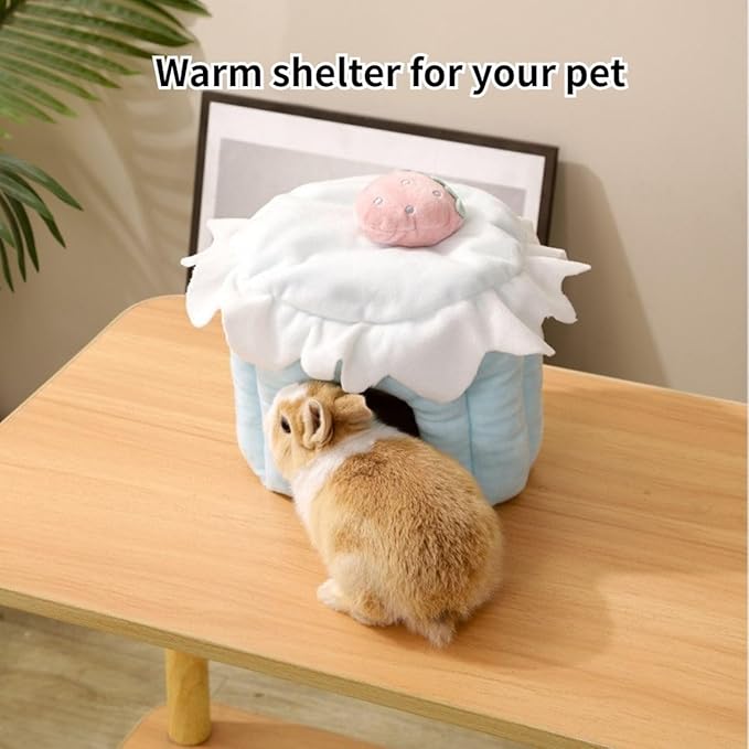 Cake Shaped Guinea Pig Hideout Tunnel, Cage Accessories for Bunny, Hamster, Chinchilla, Ferret, Rabbit and Other Small Pets (Blue,L)