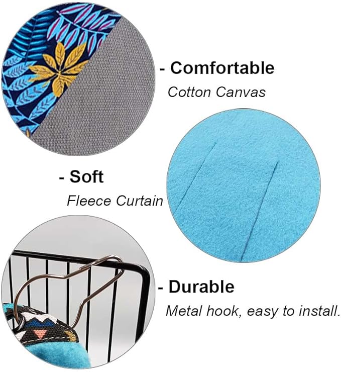RIOUSSI Guinea Pig Hideout Hideaway Corner Fleece Toys Cage Accessories with Reversible Sides. Blue Leaves, Triangle