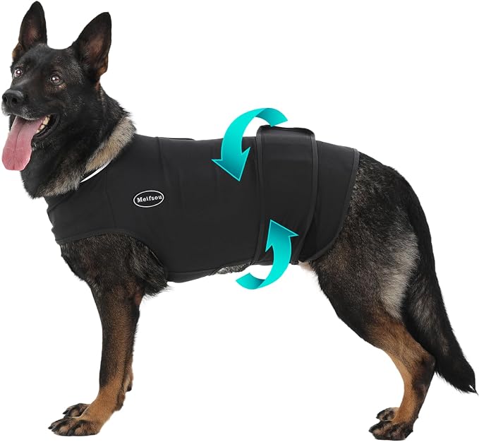 Meifsou Dog Anxiety Vest, Skin-Friendly Thunder Jacket for Dogs, Dog Calming Shirt for Thunder, Fireworks, Vet Visits and Separation - Keep Pet Calm Without Medicine, Fit for Small Medium Large Dogs
