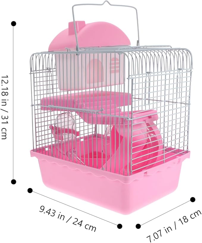Hamster Cage, Small Castle Luxury Hamster Cage Small Animal Cage Laura Enclosure Hamster Habitat 9.45 x 7.09 x 12.2 in & Includes All Accessories for Dwarf Hamsters, Guinea Pig
