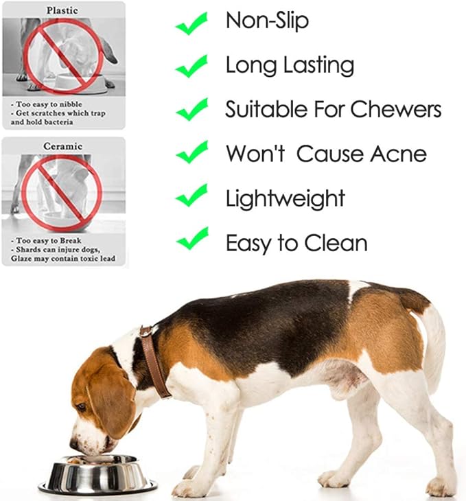 WEDAWN Stainless Steel Dog Bowls, 2.2 Cup/18oz Cat Bowl Water and Food with Rubber Base, Pet Bowls for Medium Dogs, Cats and Rabbit, 2Pack