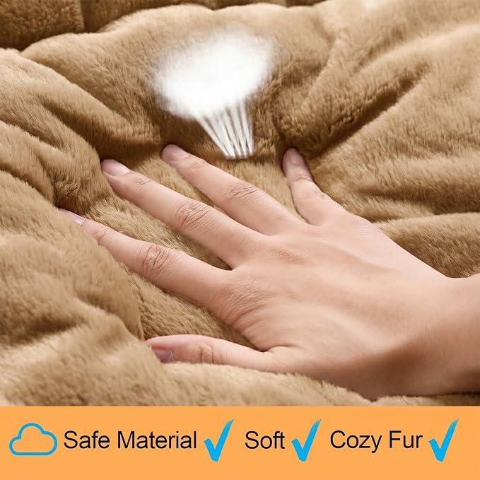Dog Beds Crate Pad for Small Dogs Fit Metal,Ultra Soft, Washable & Anti-Slip Kennel Pad for Dogs Cozy Sleeping Mat,Camel 24inch