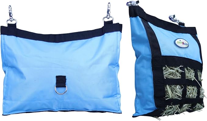 Rabbit & Guinea Pig Hay Bag Feeder with Super Tough Bottom® Design | Small 10" x 11" x 3" Hanging Hay Feeder | Organized Feeding | Made in USA Design (Black, Small 10" x 11" x 3")