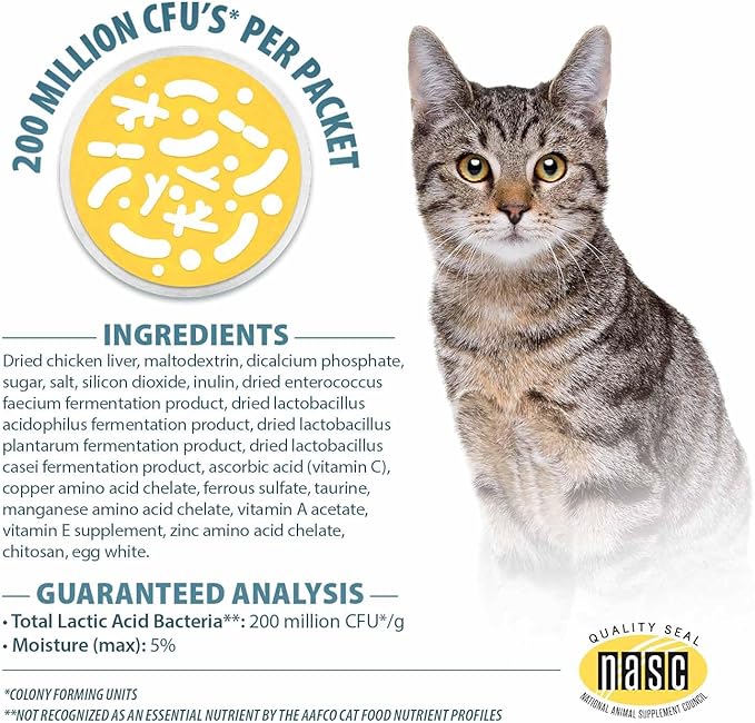 Pet's Choice Gut Instincts Probiotic Supplement Powder Packets for Cats, 30 ct, Veterinary Formulated Cat Probiotics with Vitamins for Gut Health, Digestive Balance, Diarrhea Support, Chicken Flavor