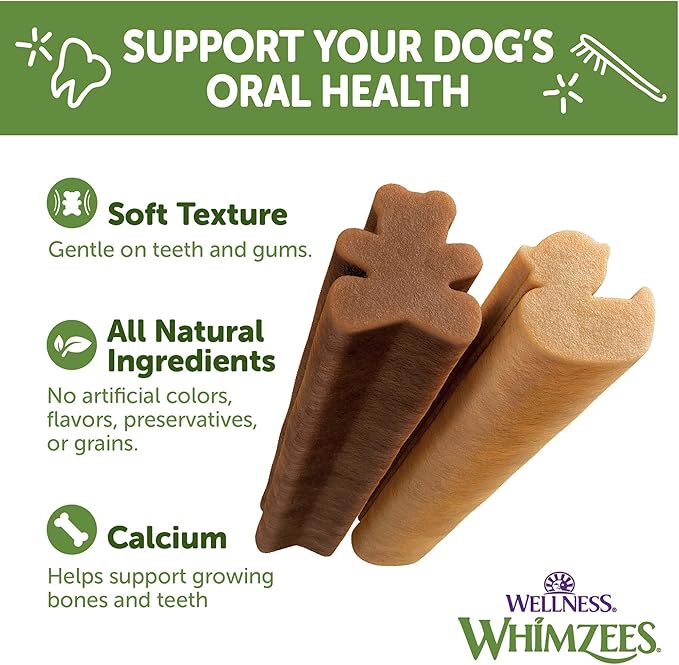 Wellness WHIMZEES Puppy Dog Dental Treat, Chews, Freshens Breath, Extra-Small/Small Size, 7.9 oz Bag, 30 Count