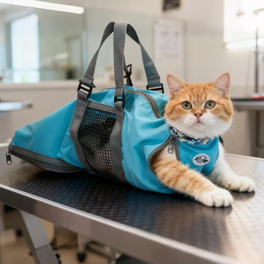 Cinf Cat Nail Clipping Cleaning Grooming Restraint Bag No Scratching Biting for Bathing Nail Trimming Injecting Examining(Blue,S)