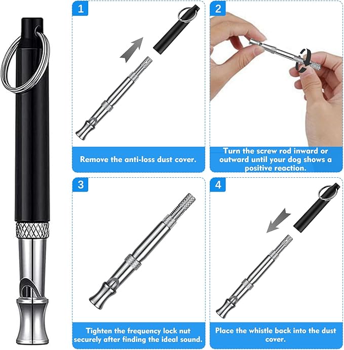 CdbC Dog Whistle - 2Pack Dog Whistle to Stop Barking Neighbor's Dog, Adjustable Ultrasonic Silent Dog Whistle,Helpful for Training Recall (Black with Lanyard)
