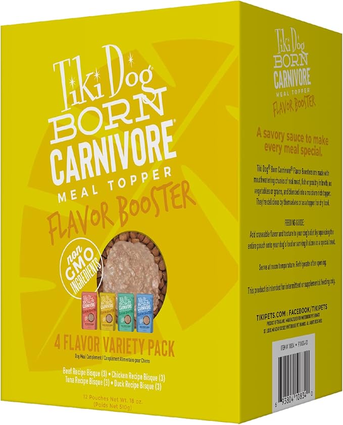 Tiki Dog Born Carnivore Dog - Dog Treats - Bisque - Variety Pack - 1.5 oz Pouch (Box of 12)