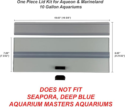 H2Pro Glass Canopy Aquarium Lid for Fresh & Saltwater Fish Tanks (20GT for Aqueon & Marineland 10 Gallon Aquariums)
