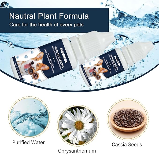 Cataract Drops for Dogs, Dog Eye Drops for Relieving Itching & Irritation, Vet Recommend Eye Drops for Dogs Eye Infection Treatment, Long-Lasting Relief for Dryness Pink Eyes Vision Clarity (2 X10ml)