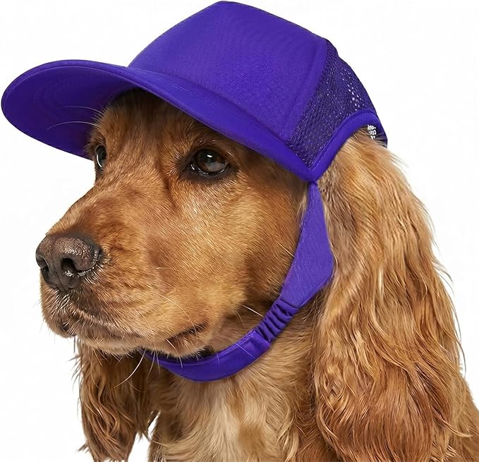 Tuff Pupper Dog Baseball Cap | UV Protection Dog Sun Hat | Breathable Lightweight Design | Secure Adjustable Chin Strap | Quick-Dry Fabric | Reinforced Brim | Small Medium Large Dogs (Purple, M)