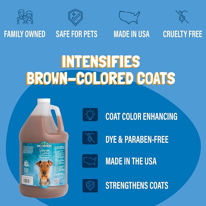 Bio-Groom Bronze Lustre Dog Shampoo - Color Enhancing Pet Shampoo, Dog Bathing & Grooming Supplies, Puppy Wash, Cruelty-Free, Made in USA, Coat Brightener - 1 Gallon