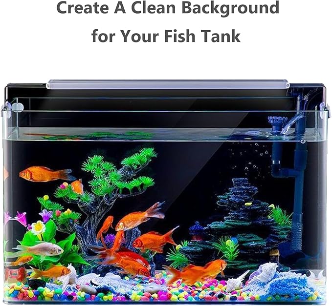 XCNO Aquarium Background Static Cling Black Fish Tank Background Wallpaper Fish Tank Backdrop Vinyl Aquarium Poster Background 31 x 16 in