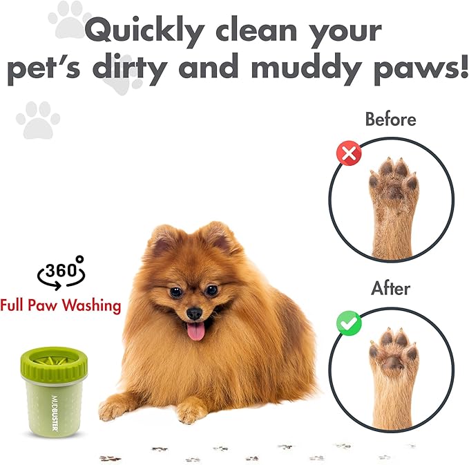 Dexas Green Small Dog Paw Cleaner for Dogs - Premium Quality Pet Supplies and Dog Accessories - Cleans Mud and Dirt - Easy to Use and Clean - Patented Product - BPA Free