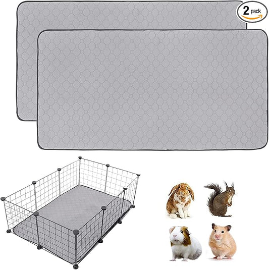 2Pack Guinea Pig Cage Liners, 28''X42'' Washable Guinea Pig Pee Pads, Non Slip Reusable Super Absorbent Guinea Pig Training Mat Bedding Fleece for Small Animals Hamster Rabbit Chinchilla Rat