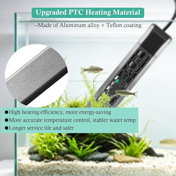HITOP 200W Aquarium PTC Heater with Controller: Digital Heater for Fish Tank and Turtle Tank 25-60Gallon, Sturdy Heater with Removable Protective Cover