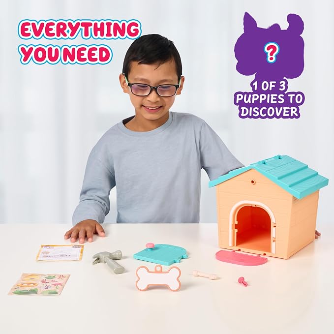 Little Live Pets My Puppy's Home Mini Playset, Orange, Play Dog with Building Dog House Toys, Customizable Puppy Plush Toy for Kids of Ages 5+