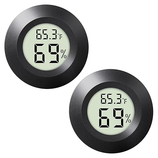 2 - PACKMini Digital Hygrometer Indoor Humidity Meter & Round Temperature Monitor - Reptile Thermometer with Humidity Gauge (℉) or (℃) for Humidifiers Dehumidifiers Greenhouse, Garden