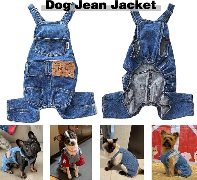 Dog Shirts Clothes Denim Overalls, Pet Jeans Onesies Apparel, Puppy Jean Jacket Sling Jumpsuit Costumes, Fashion Comfortable Blue Pants Clothing for Small Medium Dogs Cats Boy Girl (Blue, 3XL)