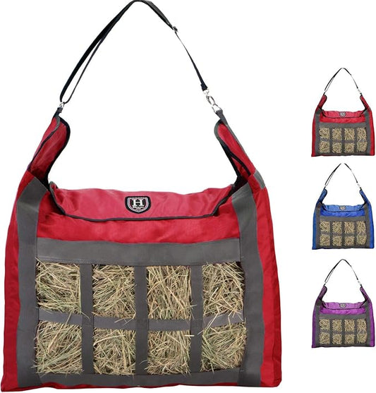 Harrison Howard Premium Durable Slow Feed Horse Hay Bags Oxford Cloth Heavy Duty Large Capacity Horse Feeding Bag-Scarlet Red