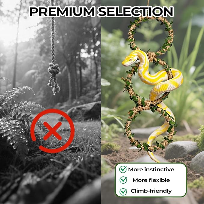 2 Pack Snake Climbing Rings for Ball Python & Corn Snake,Reptile Enrichment Toys for Snake,Ball Python Tank Decor,Reptile Tank Accessories for Bearded Dragon,Chameleon, Iguana, Gecko, Lizard (Green)