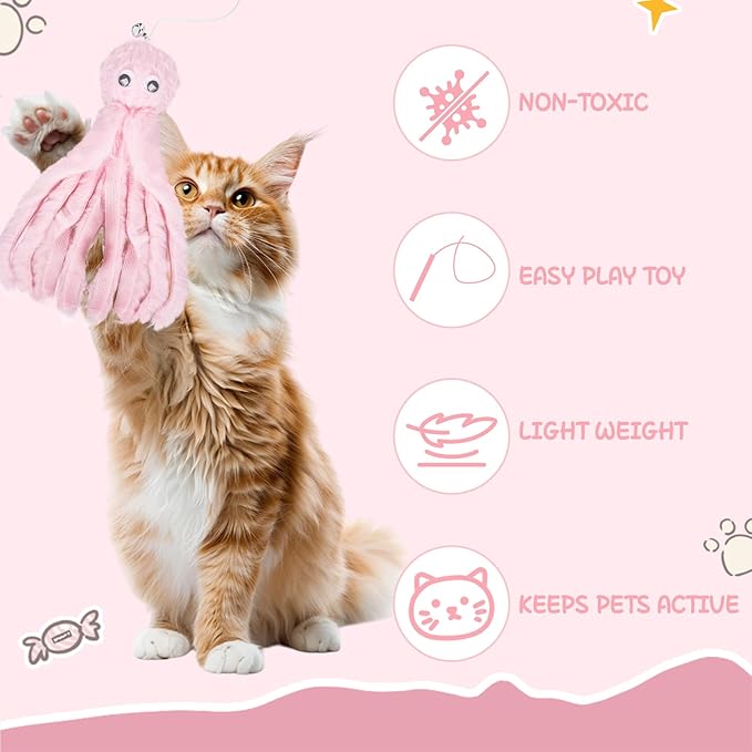 2-Pack Cat Toy Wand Set: Interactive Cat Teaser Wands with Bells and Streamers to Engage Your Cat’s Natural Instincts (Frogs and Geese)