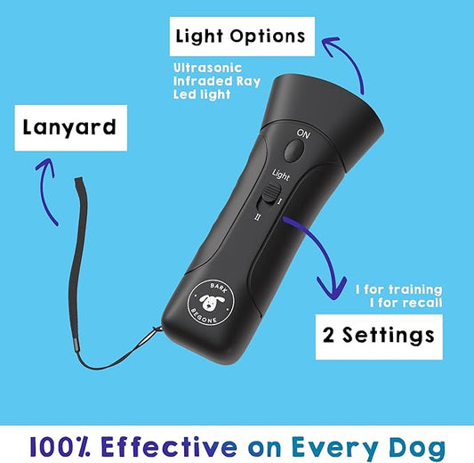 Ultrasonic Dog Bark Deterrent & Behavior Corrector - Stop Barking, Jumping, Aggression Without Yelling -Just Point & Press! Backed by Kevin Harrington from Shark Tank (Bark Begone Classic)