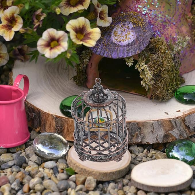 BESTonZON Mini Birdcage Ornament 1 12 Scale Small Dollhouse Bird Cage Tiny House Decoration for Miniature Gardens and Toy Accessories