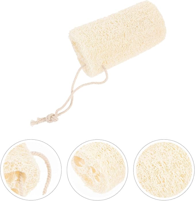 Kisangel Natural Loofah Chewing for Small Pets Molar Care for Hamsters Guinea Pigs Rabbits Chinchillas Parrots Thick Non-Toxic Teeth Grinder and Cleaning Loofah Scrubber with Rope