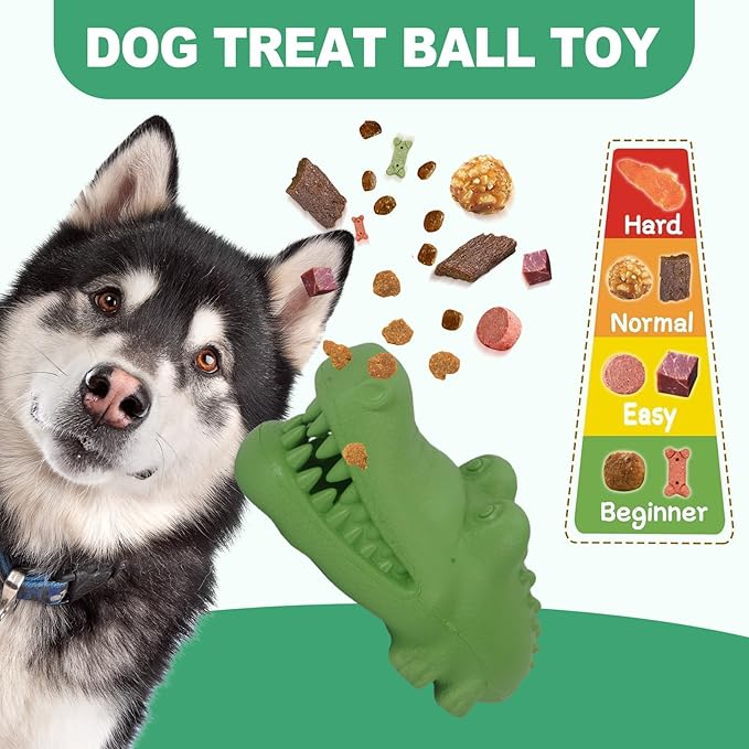 Durable Natural Rubber Dog Chew Toys for Aggressive Chewers, Treat Dispensing Dog Toys, Interactive Enrichment Toy to Keep Dogs Busy, Mental Stimulation, Clean Teeth