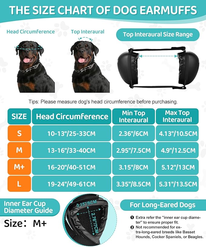 ZOHAN DG02 Upgraded Dog Ear Muffs Noise Protection - Dog Headphones Noise Cancelling with No Plastic for Fireworks, Thunder