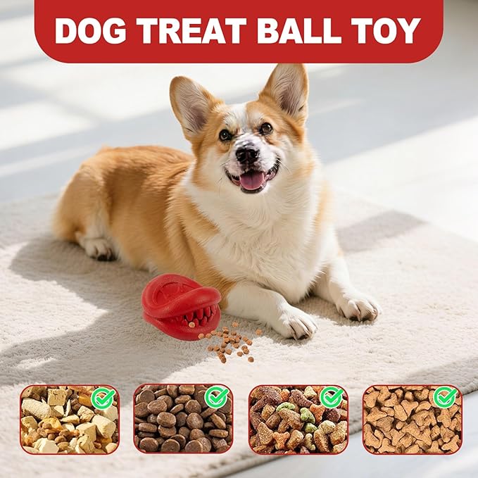 Durable Natural Rubber Dog Chew Toys for Aggressive Chewers, Treat Dispensing Dog Toys, Interactive Enrichment Toy to Keep Dogs Busy, Mental Stimulation, Clean Teeth