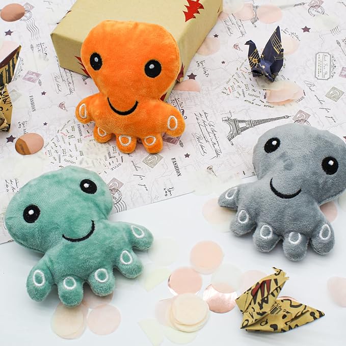 Andiker Cat Catnip Toys, 3Pcs Cat Interactive Toys for Indoor Cats, Soft Plush Kitten Chew Toys with Crinkle Paper for Relieve Stress, Reduce Boredom, Teething (Octopus)