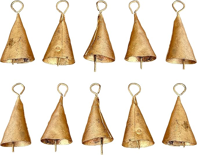 10 Pcs 1.75 Inch Bells for Crafts , Home Decor , Christmas Bell Ornaments , Christmas Bell Decorations , Christmas Bells for Decoration - Vintage Jingle Bells Small Gold Bell Witch Cow Bells