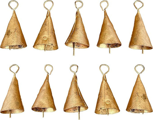 10 Pcs 1.75 Inch Bells for Crafts , Home Decor , Christmas Bell Ornaments , Christmas Bell Decorations , Christmas Bells for Decoration - Vintage Jingle Bells Small Gold Bell Witch Cow Bells