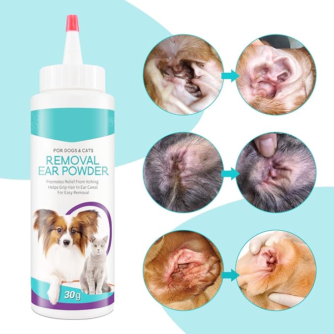 ZIXAOK Dog Ear Cleaner 30g - Removal Ear Powder for Pets,Dog Ear Infection Treatment,Supports Infection Prone Ears, Ear Odor in Pets