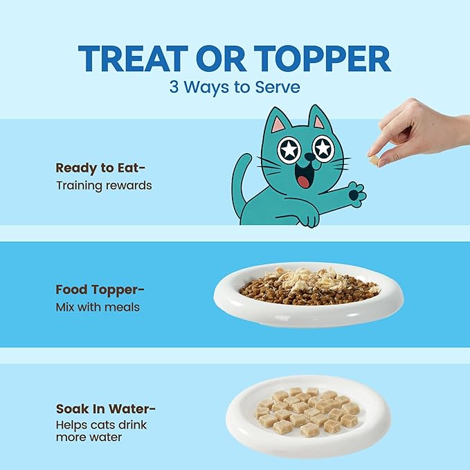 Freeze-Dried Salmon Cat Treats for Skin & Coat Support, 4oz Single Ingredient High Protein Snacks, Grain & Gluten Free