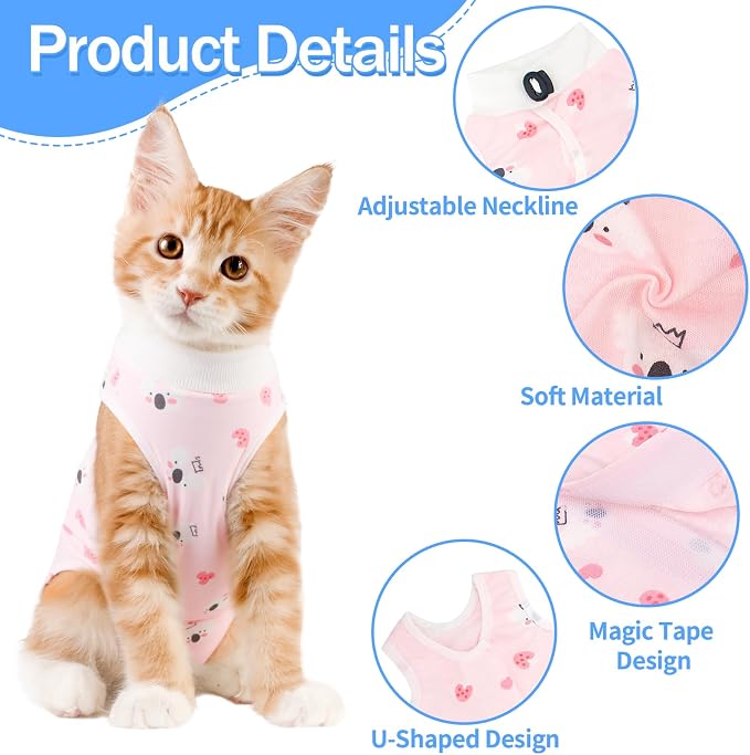 Coppthinktu Cat Recovery Suit Female, Breathable Cat Onesie After Surgery Female for Abdominal Wounds or Skin Diseases, Cat Surgery Recovery Suits Kitten Onesie After Spay Anti Licking