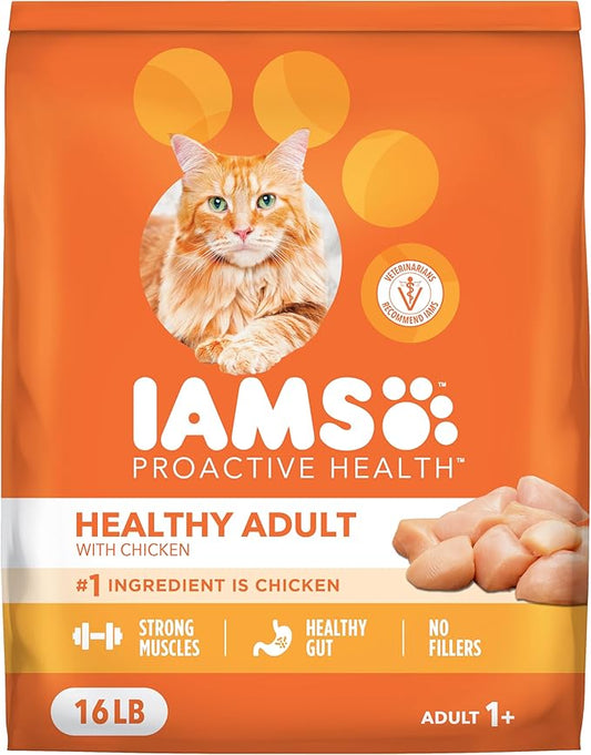 IAMS Proactive Health Dry Cat Food, Healthy Cat Food Dry Recipe for Adults, with Chicken 16 lb. Bag