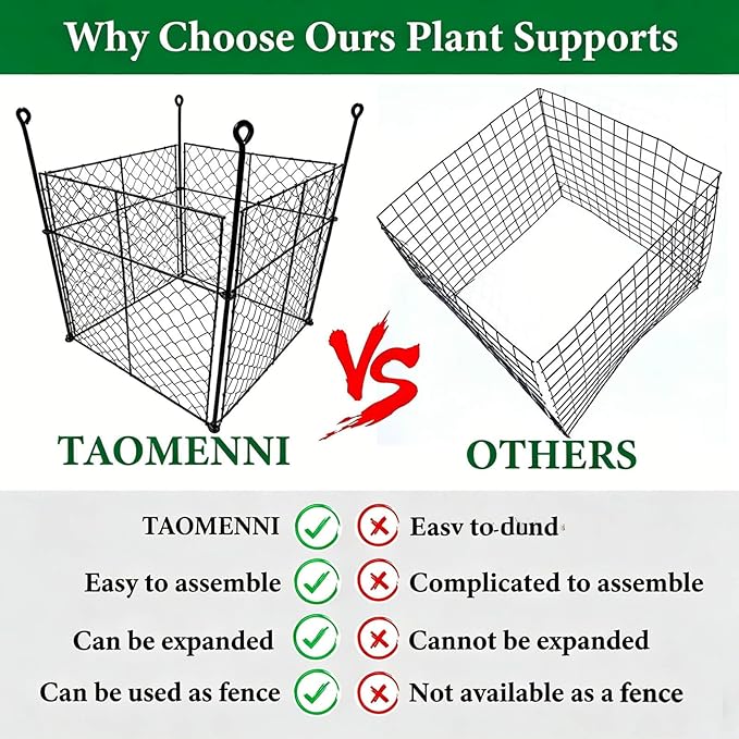 3 Pack Plant Protectors from Animals, 12Pcs 1" Mesh DIY Plant Cages 13.8"x13.8"x12", Metal Garden Animal Barrier with Stakes, Keep Rabbits & Chipmunks Out for Vegetables, Shrubs & New Plants