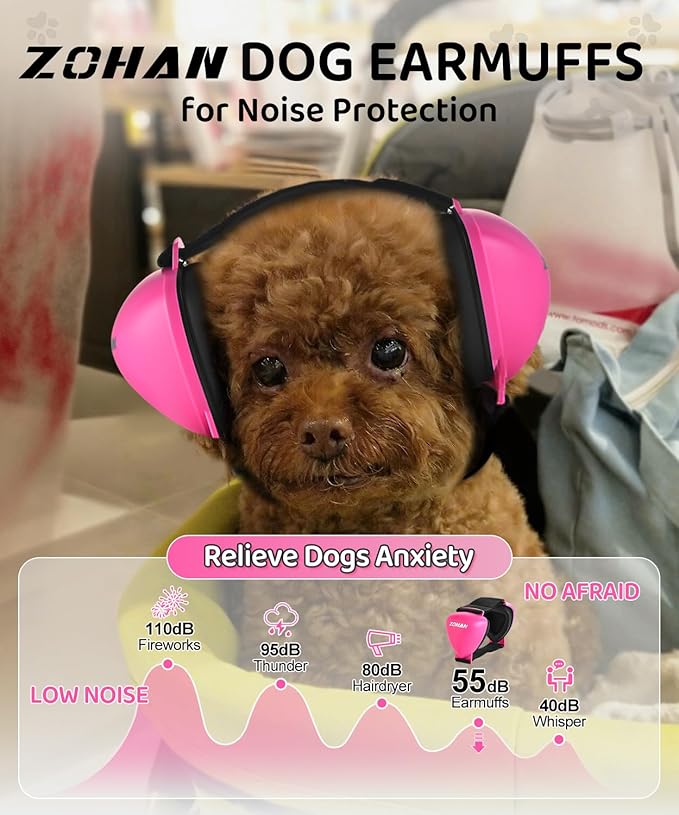 ZOHAN DG02 Upgraded Dog Ear Muffs Noise Protection - Dog Headphones Noise Cancelling with No Plastic for Fireworks, Thunder