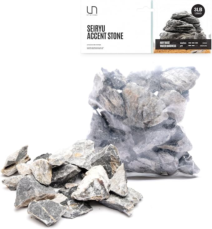 UNS Accent Stone - Aquascaping Hardscape for Freshwater Aquarium Aquascape - Shrimp, Turtle, Betta Fish Tank Decoration - Blue Gray Small Rock for Terrariums & Vivariums - Seiyru Mountain Stone, 3 lb