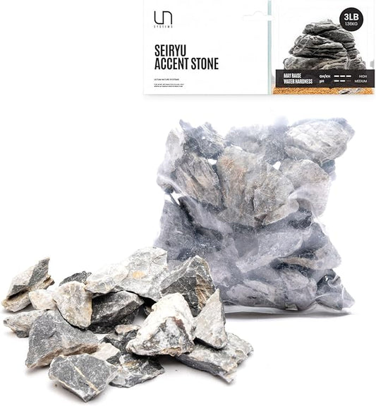UNS Accent Stone - Aquascaping Hardscape for Freshwater Aquarium Aquascape - Shrimp, Turtle, Betta Fish Tank Decoration - Blue Gray Small Rock for Terrariums & Vivariums - Seiyru Mountain Stone, 3 lb