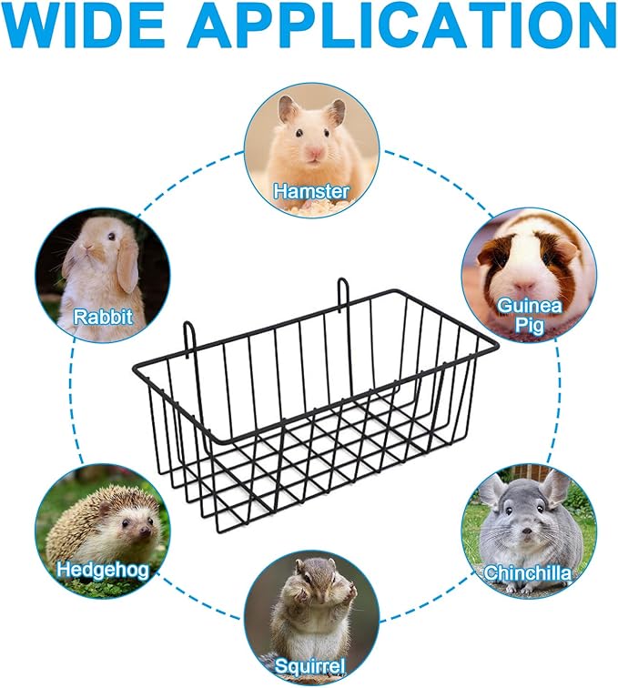 4 Pcs Rabbit Hay Feeder, Heavy Duty Metal Rabbit Hay Rack with Hooks Small Animal Cage Accessories Bunny Hay Feeder Holder Pet Grass Rack for Guinea Pig Chinchillas