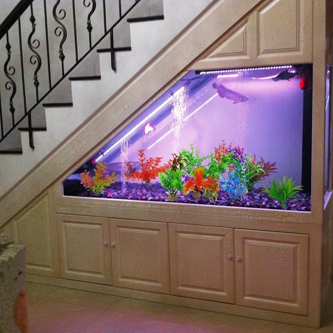 COMSUN 10 Pack Artificial Aquarium Plants, Small Size 4 to 4.5 inch Approximate Height Fish Tank Decorations Home Décor Plastic