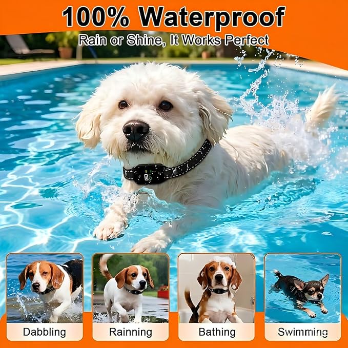 Bark Collar, Dog Bark Collar for 5-60LBS Small & Medium Dogs, IP67 Waterproof Rechargeable Training Bark Collar, Anti Barking Collar with 3Modes, 5 Beep & 7-Level Sensitivity(Black)
