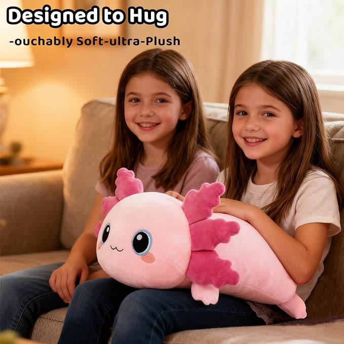 Finebee Weighted Axolotl Stuffed Animals, Cute Weighted Axolotl Plush, Soft Comfort Stuffed Weighted Plush Pillow Gifts for Kids Adult (9.8" 0.8Lbs)
