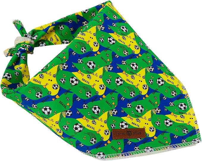 Lionet Paws Summer Football Dog Bandana Washable Cotton Handkerchief Scarf Triangle Football Club Game Bandana for Medium Large Dogs Girl Boy