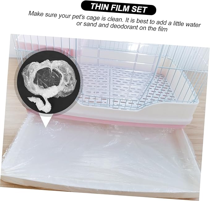 Abaodam 50Pcs Disposable Pet Waste Tray Film Small Animal Urinal Pads for Rabbit Guinea Pig Cage Liner Easy to Use Lightweight Cleaning Films for Pet Care and