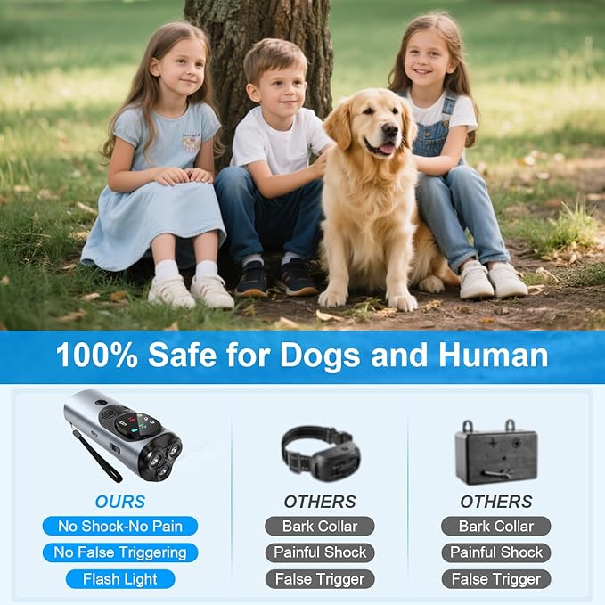 Dog Bark Deterrent Device, Anti Barking Device for Dogs, Ultrasonic Dog Bark Deterrent to Stop Barking 50 ft, Barks No More Dog Training Device, Barking Silencer for Dog Training